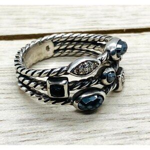 David Yurman Hematite Onyx Diamond Confetti Ring Size 6